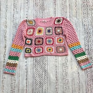 Colorful Crochet Patchwork Sweater